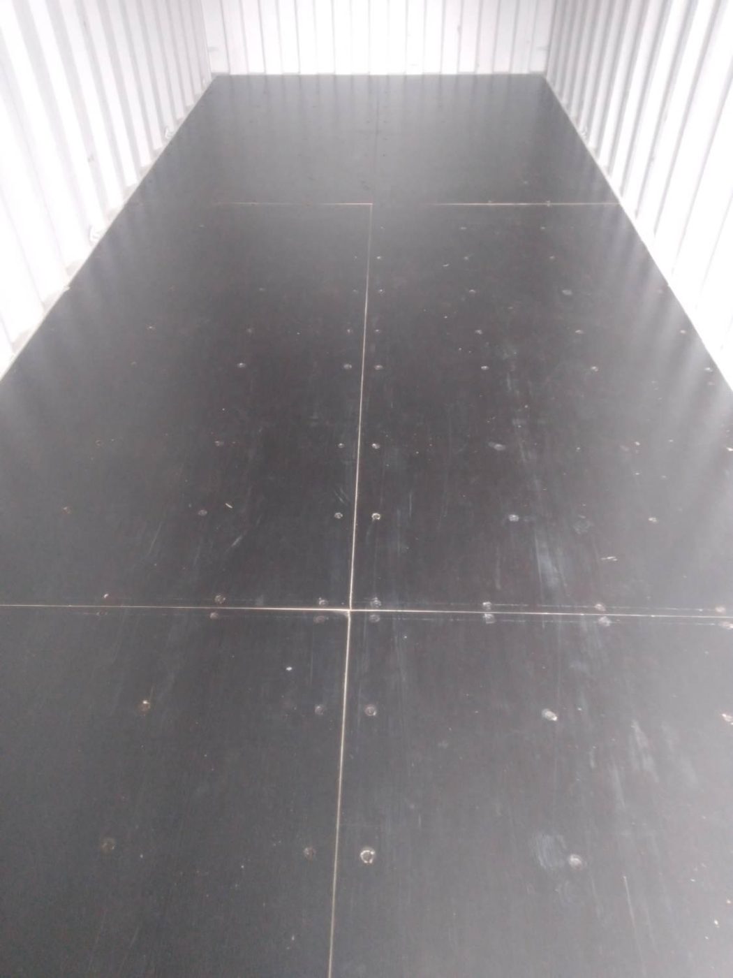 Plywood floor inside a new 20ft shipping container