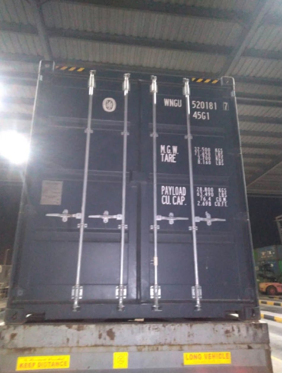 New black 40ft high cube container with doors closed